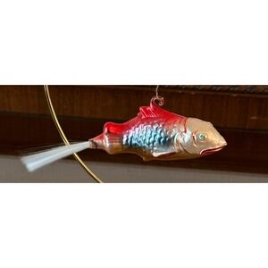 6'' Christopher‎ Radko Fish Multicolor Jewled Eyes Christmas Ornament